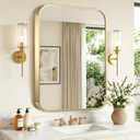 Gold Bathroom Mirror for Over Sink, 48"x30" Aluminum Frame Rectangle Wall Mirror, Modern Decorative Vanity Mirror for Living Room, Bedroom