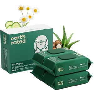 Earth Rated Pet Wipes for Dogs and Cats, Hypoallergenic, Cleaning and Hydrating, for Grooming Paws, Body and Butt, Unscented, 400 Count