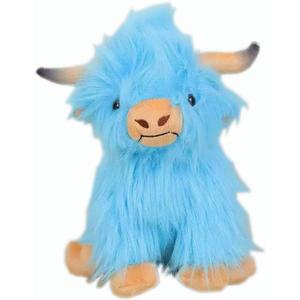 YUKOUQIAN Highland Cow Stuffed Animal Cute Highland Cow Plush Doll Toy 10 inch for Girls Boys Christmas(Highland Cow Blue)