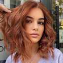 AISI HAIR 14 Inch Orange Wigs for Women - Shoulder Length Wave Wig with Pre-Cut Lace Hairline, Middle Part Natural Wavy Bob Synthetic Heat Resistant Fiber for Daily and Party