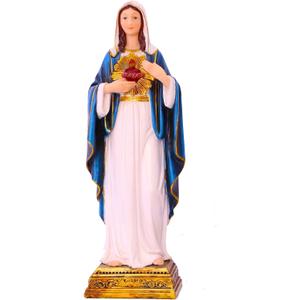 Virgin Mary Statue Sacred Heart Figure Resin Sculpture Savior Figurine Catholic Religious Gift Home Chapel Decoration (8 inch, White)