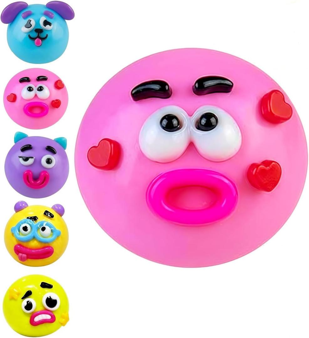 NEW Smushers Squishy, Curiosities Smushers Dog Face Swap Squishy,Cute Easy Squeezy Funny Face Squishy Stress Balls, Stress Relief Desk Accessory for Adults (Pink)