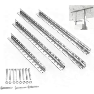 4-Piece Garage Door Opener Hanging Bracket Kit, 13 Gauge Heavy Duty Galvanized Steel Angle Iron Brackets with Mounting Hardware, Compatible with Genie/Chamberlain/Craftsman Smart Chain Drive Openers