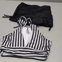 Girls Swimsuits Tankini Striped Halter Neck Cute Bathing Suits Swim Shorts 2 Piece Sets (11-12 Years, Black+stripes)