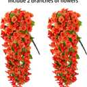 HyeFlora Artificial Fake Fall Hanging Flowers Plants for Outdoor Outside, 2PCS Faux Silk Orange Morning Glory Trailing Vines UV Resistant Look Real for Home Planter Porch Patio