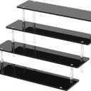 4 Tier Acrylic Display Risers, Black Perfume Organizer Stand, Large Cupcake Stand Holder, Dessert Display for Party, Display Shelf for Figure and Collection, Riser Stand for Decoration and Organizer