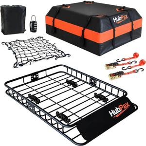 Roof Mount Cargo Carrier Basket & 15 Cu Ft. Waterproof Cargo Bag