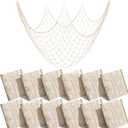 12 Pcs Natural Fish Net Decorations, 80 x 40 Inch Ocean Themed Fishing Net Natural Cotton Decorative Wall Hanging Fishing Nets for Sea Party, Beach Party, Hawaiian, Nautical, Picture (Beige)