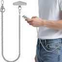 ROCONTRIP Anti-Theft Phone Lanyard Tether & Pants Chain Heavy-Duty Phone Strap With Metal Tether Tab (Light Silver)