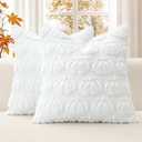 OTOSTAR Fall Throw Pillow Covers 16x16 Inch Set of 2 Pumpkin Autumn Harvest Decorations Pillowcases Soft Plush Faux Fur Wool Couch Cushion Covers for Home Bed Decor Thanksgiving Gifts (White)