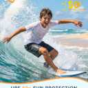 Toddler Boys Swim Shirts Rash Guard Kids UPF 50+ Quick Dry, 6M-15Y (White, XL)