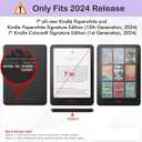 Case for 7" Kindle Paperwhite (12th Generation, 2024) & Kindle Colorsoft Signature Edition, Ultra Thin PU Leather Hard Protective Cover with Hand Strap for 7" E-Reader, Beach