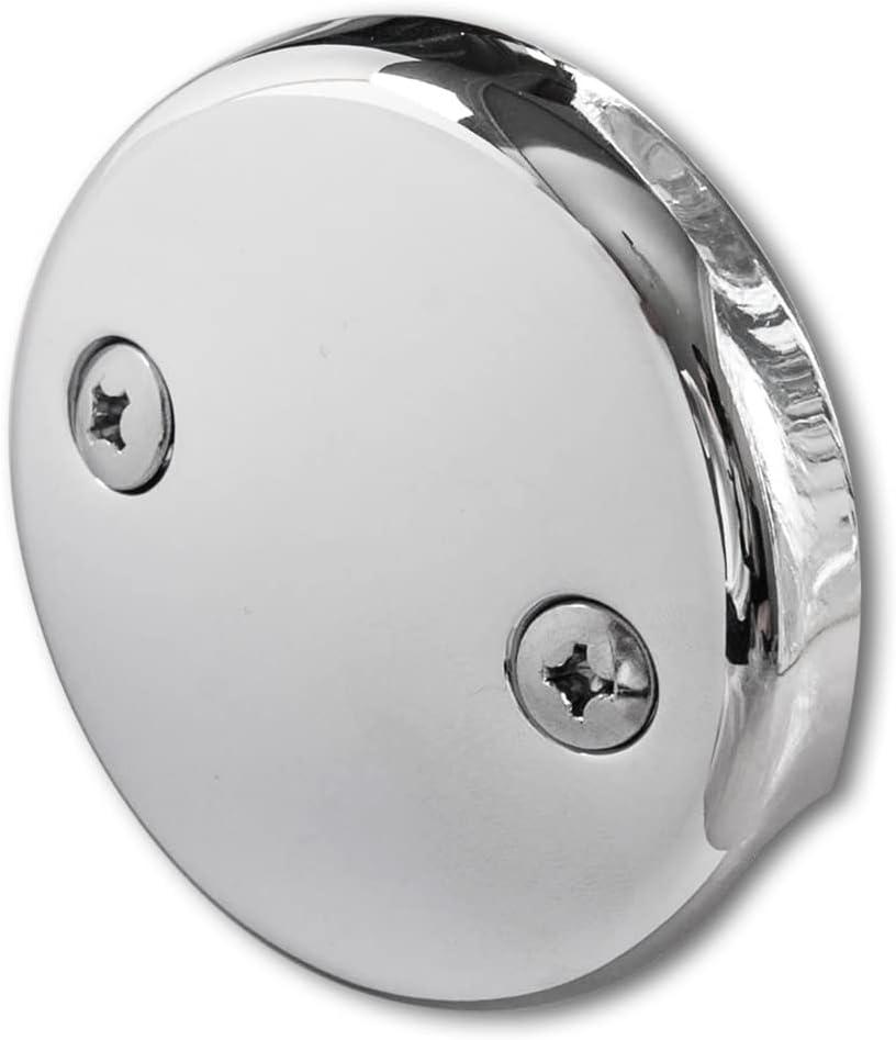 Dual Hole Bathtub Drain Overflow Plate with Two Matching Screws, Easy to Install, Plated Chrome