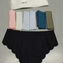 Sexy Seamless Underwear Wave Edge No Show Bikini Panties V-waist Ice Silk Hipster Lady Cheeky Invisibles Briefs 6 Pack (Medium)