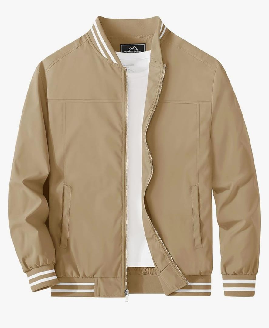 MAGCOMSEN Men's Bomber Jacket Lightweight Windbreaker Jackets Zip Up Windproof Jackets Casual Spring Fall Coat for Golf, S