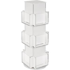 Natheeph Rotating Display Stand Greeting Card Display Wooden Display Rack with Two Card Sticker for Greeting Card Vendor Coffee Bag 3 Tier Tabletop Display Stand (White)