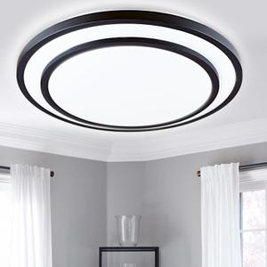 DLLT 48W Dimmable LED Ceiling Light Fixture Flush Surface Mount, 20 Inch Round Remote Control Lighting, 3 Light Color Changeable for Dining Room, Living Room, Bedroom, Office, Hotel (Black)