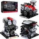 JMBricklayer V6 L4 B4 Engine Model Kits that Works, 3-in-1 STEM Mechanical Car Engine Building Blocks for Adults & Teens, DIY Engine Toy, Home or Office Display, Mini Engineering Construction Gifts
