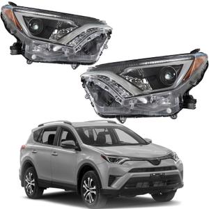 TO2502247 TO2503247 Driver & Passenger Side Headlights Left & Right Headlamps Assembly Replacement for 2016 2017 2018 Rav4