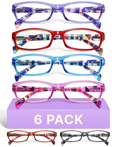 Gaoye 4.0 Reading Glasses for Women, 6 pack Fashion Readers for Women Spring Hinge Eye Glasses, Blue Light Reading Glasses