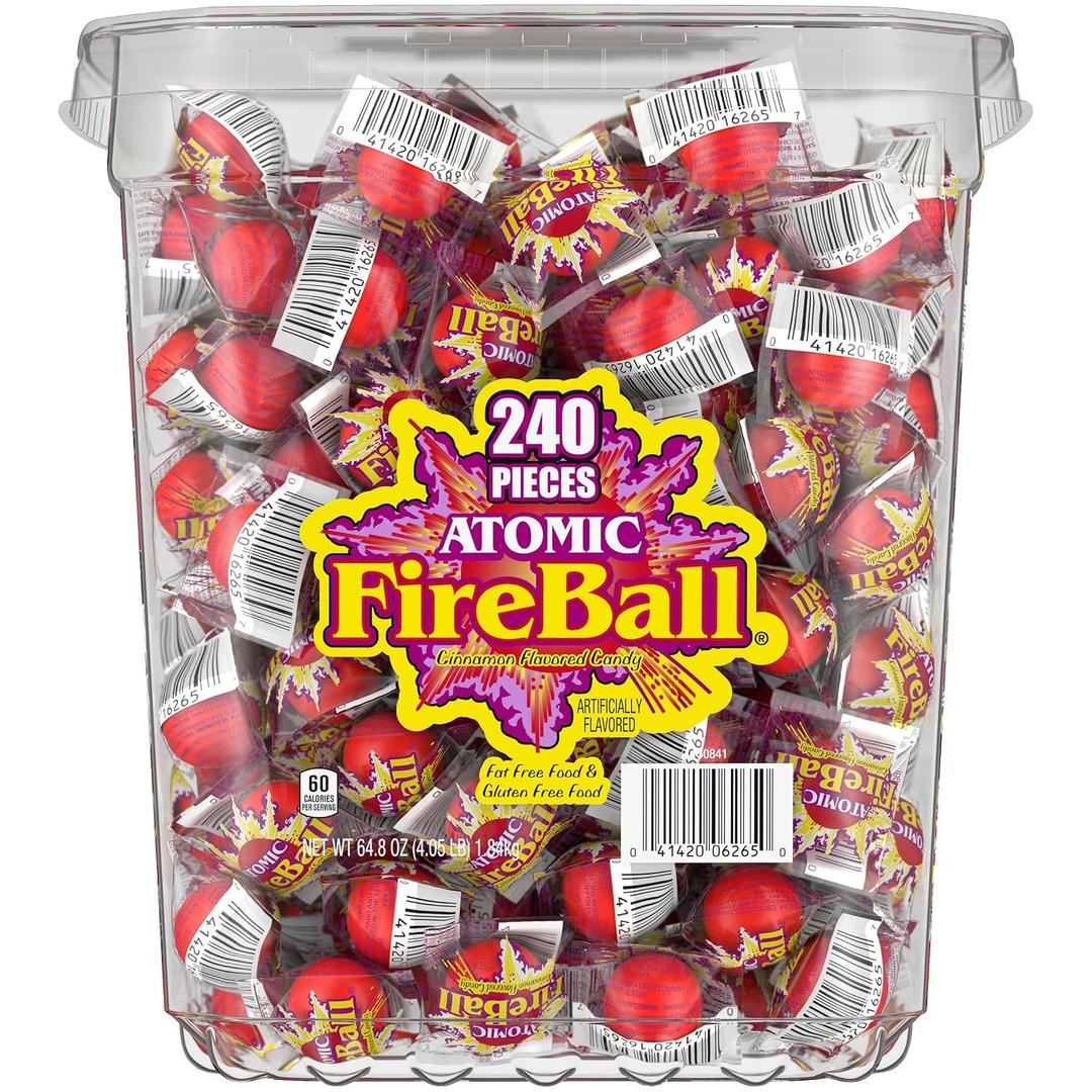Wonka Atomic Fireball, Candy, Cinnamon Flavor, Individually Wrapped, 64.8oz (240 ct) (EXP 12/31/27)