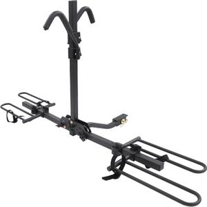Rockland 2-Bike Hitch Mount Platform Rack, Foldable Bicycle Carrier for Cars SUVs Trucks Vans, 80 lbs Capacity, Fits up to 2.5" Fat Tire Width and 58" Wheelbase