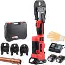 Pro Press Copper Pipe Crimping Tool Kit - 2x 5.0Ah Battery Powered - 1/2" 3/4" 1" US Standard Jaws - Cordless Electric Hydraulic Copper Pipe Crimping Tool for Plumbers（KF-1930）