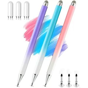 2-in-1 Stylus Pen for Samsung Galaxy Tab A11/A11+/A9/A9+/7 Lite/A7/A8/A8 Plus Stylus for iPad/iPhone/Fire/Lenovo/Pixel Tables All Android,&iOS Touch Devices (Pink+Purple+Blue)