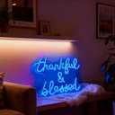 Thankful and Blessed Neon Sign, USB Powered Dimmable Decorative Neon Light for Home Living Room Bedroom Entryway Gratitude Themed Party Decor Wall Table Light Up Sign 14.6 x 12.6 In