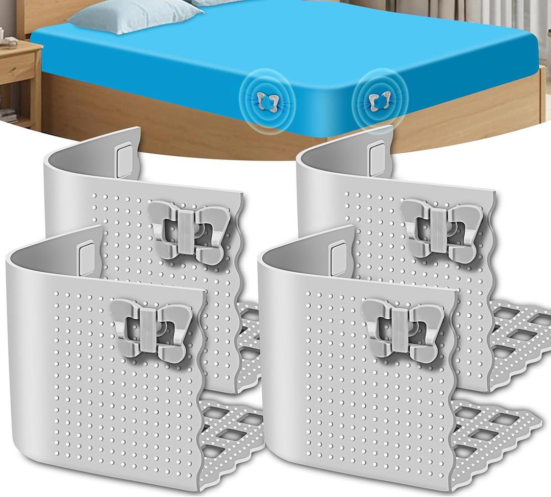 DuXingTX Bed Sheet Holders, Fitted Sheet Straps Holder Bed Sheet Clips Mattress Straps Sheet Corner Holder Fasteners Stay Lock, Keep Sheets Firm&Tight in Place Heavy Duty Silicone-Grey, 4Pack