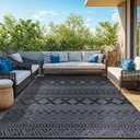 Waterproof Outdoor Rug 6x9 ft, Reversible Plastic Straw Patio Camping Rugs, Outdoor Indoor RV Mat Carpet for Patio, Outside Entry, Backyard, Deck, Bench, Picnic, Camper(6x9,Black&Gray)
