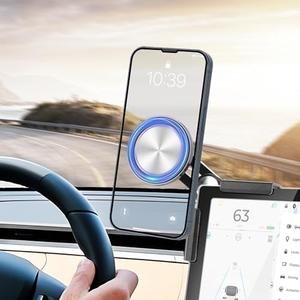 Phone Mount for Tesla Model y Model 3 Accessories 2024, for Magsafe Strongest Magnetic Tesla Phone Mount for Tesla Model 3/Y/Cybertruck Screen, Non-adhesive for Tesla Phone Holder Fits All Phone