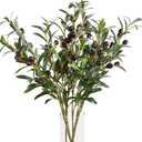 10 PCS 18 Inch Artificial Olive Branches for Vases - Realistic Faux Olive Tree Stems with Lifelike Leaves & Fruits, DIY Centerpiece Decor for Home Wedding Office Cafe, Includes Easy-Bend Wire