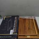 Fibogollo Set of 2 Acacia Wood Serving Tray with Handles,Decorative Trays Platter,Breakfast Tray in Bed,Food Drinks Tray for Eating,Working,Storing(Brown)