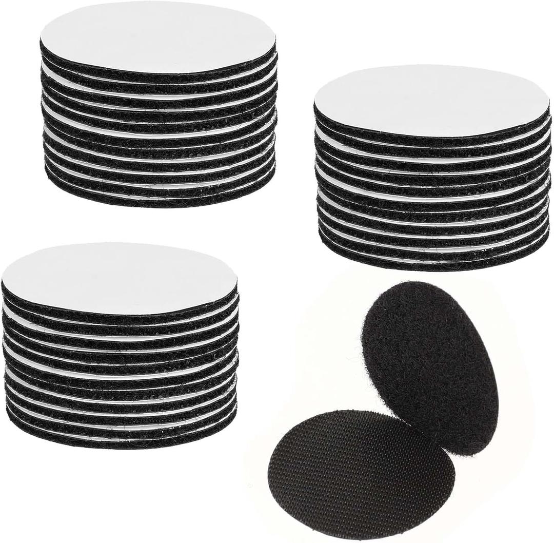 Lusofie 20 Pairs Black Nylon Round Hook and Loop Dots with Adhesive, 2 Inch Diameter, Self Adhesive Dots for Classroom, Home Office, DIY