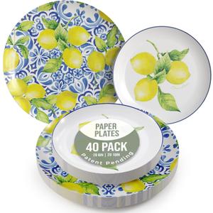 Trendables Floral Paper Plates 40 Pcs Fancy Disposable Plates for Party Set - 20 Guests 20 X 8 Small Paper Plates Dessert Plates & 20 X Large Paper Plates 10 Inch Paper Plates Bulk | Tuscan