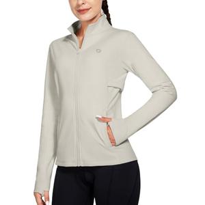 baleaf Running Jacket for Women Fleece Winter Water Resistant Full Zip Cold Weather Gear Thermal Cycling Workout Jackets Oatmeal Pink L