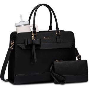 LOVEVOOK Laptop Tote Bag for Women,Leather Work Bag, Waterproof Business Teacher Bag,Large Computer Handbag Purse Briefcase,Office Gifts for Women