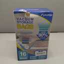 16 Pack Vacuum Storage Bags with Hand Pump, 4 Jumbo + 4 Large + 4 Medium + 4 Small Plastic Packaging Bags, 80% Space Saver Vacuum Seal Bags for Clothing, Travel Lugggage, Blankets, Comforters