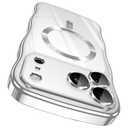 GVIEWIN for iPhone 17 Pro Max Case [Compatible with MagSafe][Upgraded Full Camera Protection][Cute Wave Frame] Glossy Slim Shockproof Protective Magnetic Phone Case for 17 Pro Max 6.9'', Clear/Silver