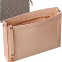 Soyizom Felt Purse Tote Insert Fits Toiletry Pouch - Messenger Bag Liner - Women's Hangbag Purse Tidy Organizer with Gold Buckle&Keychain (Large-26, Pink)