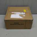 Coucrek Floor Lamp, LED Standing Lamps with White Plastic Shade, White Modern Torchiere Floor Lamp, Simple Tall Lamps for Living Room Dorm Bedroom, Rotary Switch, E26 Base, Bulb not Included, Gold