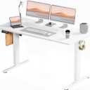 SMUG Adjustable Height Standing Desk 55 Inch Electric Sit Stand Up Down Computer Table Ergonomic Rising Modern Lift Motorized Gaming Desktop Workstation for Work Home Office - Modern White