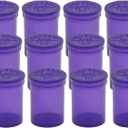 Multi-Use Airtight Empty Pill Bottles with Hinged Lids, 30 Dram Plastic Bottle Organizer for Supplements, Vitamins & Medicines, 12 Pack (Violet Translucent)