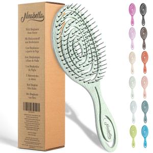 Ninabella Detangle Hair Brush for Women & Men - Does not Pull - Straightening Brushes for Straight & Curly Hair - Unique Spiral Detangling Hairbrush - Green (Regular)