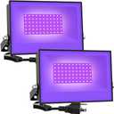 Onforu 2 Pack 38W LED Black Lights, Blacklight Flood Light with Plug, IP66 Waterproof, for Halloween Party, Glow in The Dark, Stage Lighting, Aquarium, Body Paint, Fluorescent Poster, Neon Glow,Black
