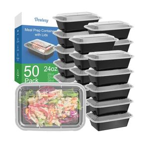 Dealusy 50 Pack (100-Piece) 38 oz Meal Prep Containers Reusable with Lids, Sturdy Leakproof & Food Safe, Microwave, Freezer, Dishwasher Safe Prep Containers, To Go Take Out Plastic Food Storage