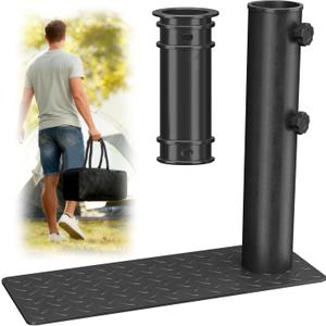 Heavy Duty Flag Pole Tire Mount Holder  Fits Up to 2.44" Telescopic Poles  Portable Metal Wheel Base for RV, Truck, Tailgating & Camping  Black