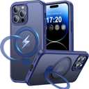 360° Rotatable Magnetic Stand for iPhone 14 pro Case Compatible with Mag-Safe 16FT Military Drop Protection, Anti-Scratch/Fingerprint Shockproof iPhone 14 pro Phone Case(Matte-Blue)