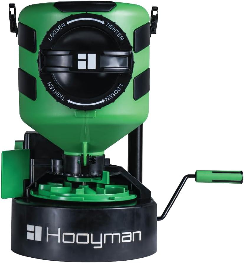 Hooyman Manual Spreader with 35lb Hopper, Detaching Harness, 10-20ft Throw Radius and Adjustable Seed Rate for Seeding Food Plots and Land Management